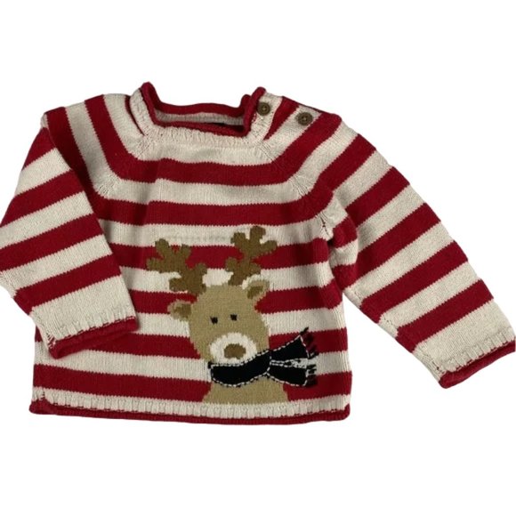 1989 Place Red & White Striped Christmas Reindeer Knit Sweater 12 M… - Picture 8 of 8